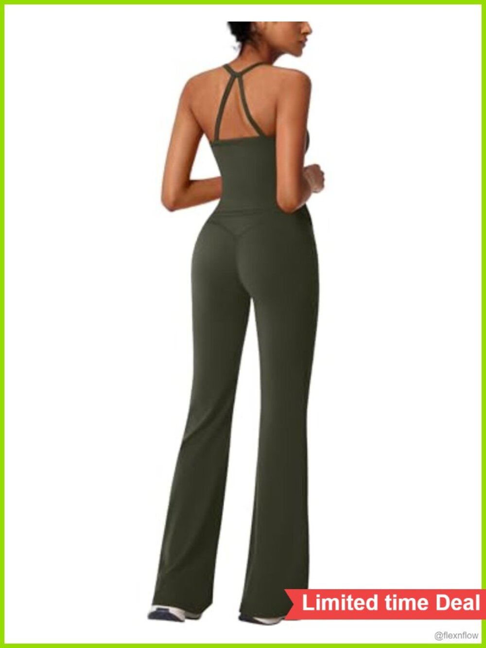 Two Piece Workout Set Padded Tank Top Flare Leggings with Pockets Gym Yoga